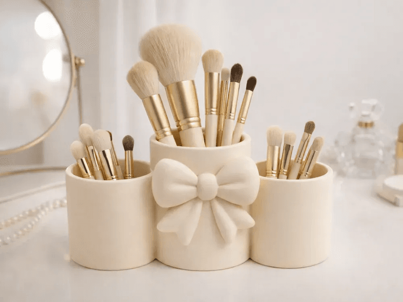 Bow make up brush holder